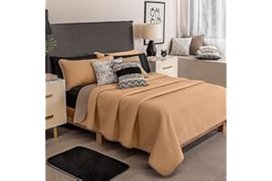 Vianney Twin Comforter, Novo Incense Bedding, Reversible Lightweight Quilt Blanket in Cider Brown and Medium Brown on Other Side, Light Weight, 71”x93”