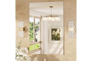 TokeShimi 36 x 24 Inch Frameless Bathroom Mirror, Rectangle Mirrors for Wall with Polished Edge, Shatterproof Tempered Glass,