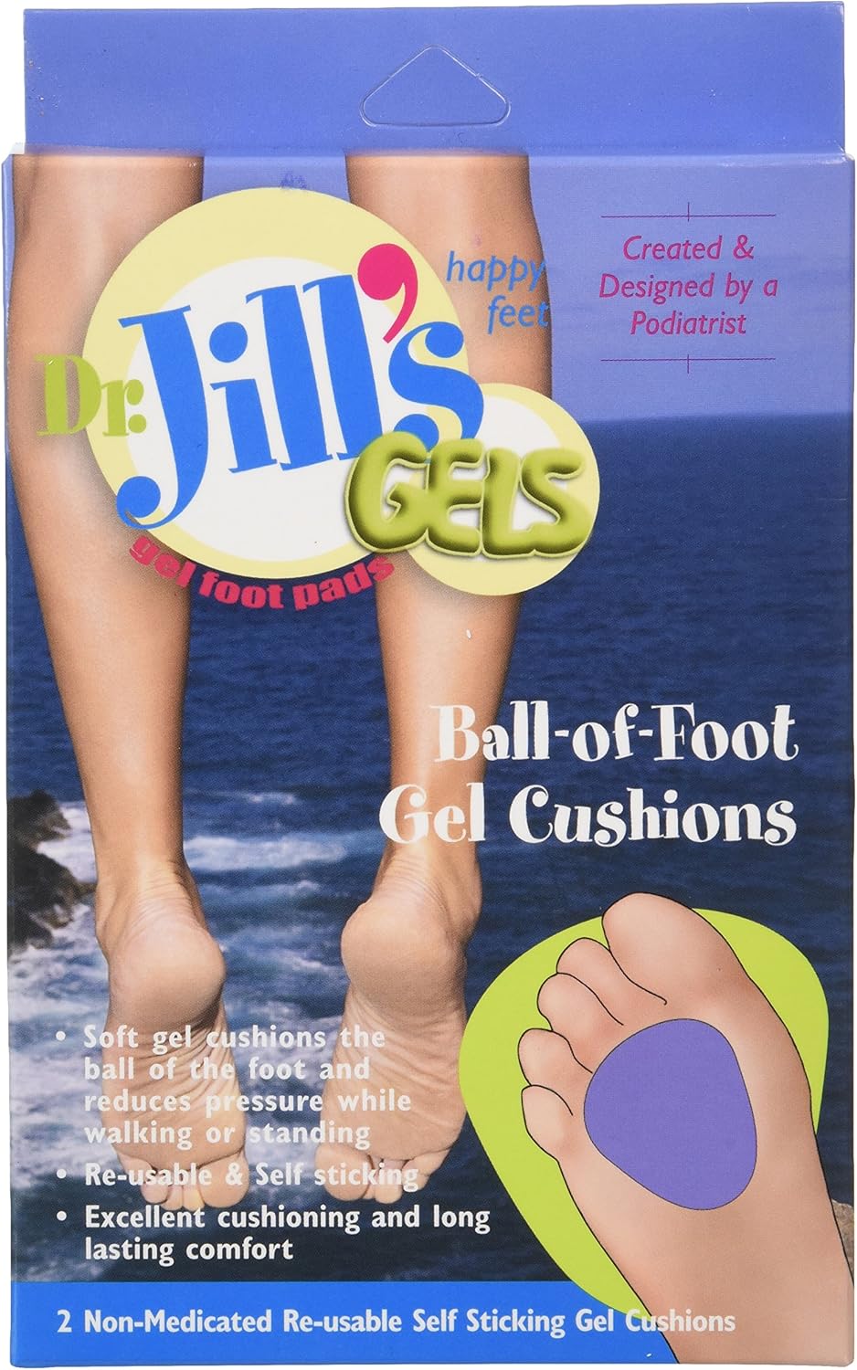 Dr. Jills Gel Ball of Foot Cushions (Self-Sticking and Re-Usable): Health & Personal Care
