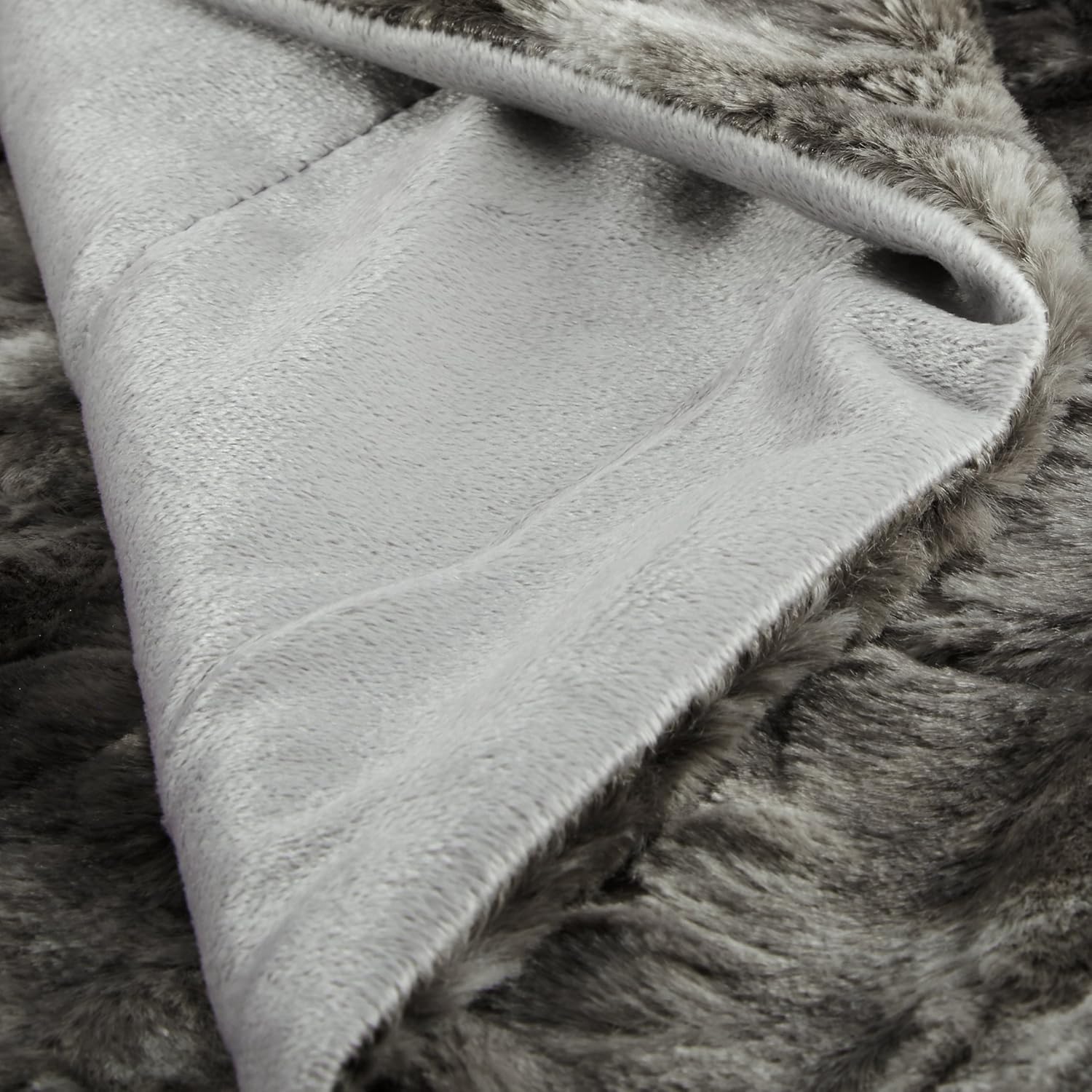 Pinzon Faux Fur Throw Blanket - 63 x 87 Inch, Frost Grey: Home & Kitchen