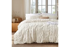 Bedsure Boho Duvet Cover King Size, Soft & Comfortable Elegant Design Boho Bedding for Decoration, Machine Washable Comforter Cover for All Seasons,Includes 1 Duvet Cover & 2 Pillow Shams,Beige