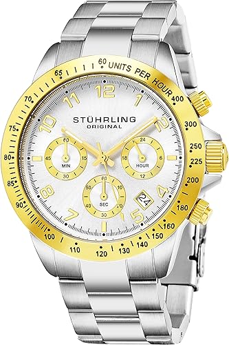stuhrling men's stainless steel chronograph watch