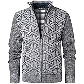 Beryielite Men's Stand Up Collar Cardigan Knitted Full Zip Sweater Long Sleeve Casual Sweatshirt