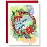 TUMYBee Christmas Wreath Quilling Card, 5 x 7 inch, Handmade, with Envelope