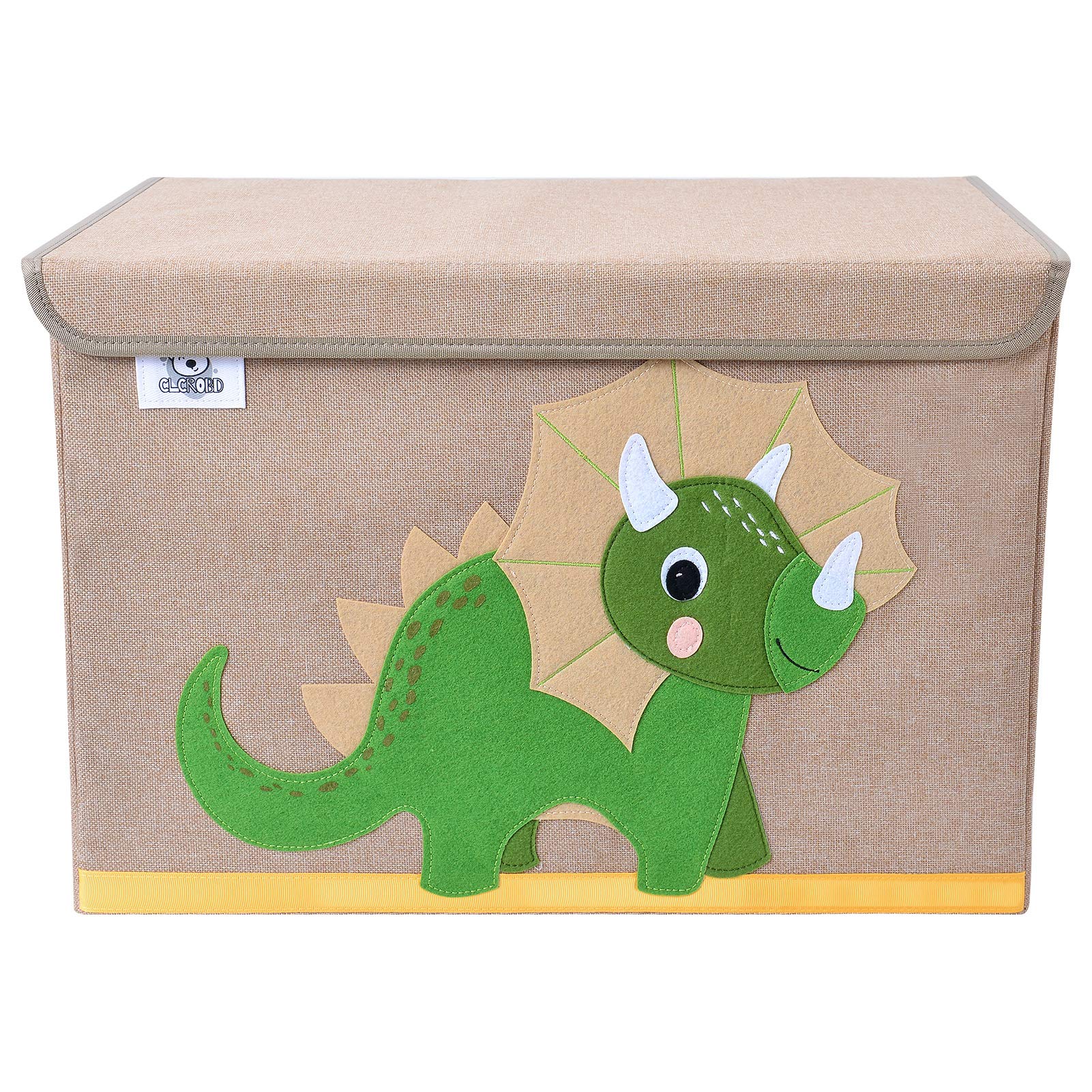 CLCROBD Foldable Kids Large Toy Chest with Flip-Top Lid, Collapsible Fabric Animal Toy Storage Organizer/Bin/Box/Basket/Trunk for Toddler, Children and Baby Nursery (Triceratops)