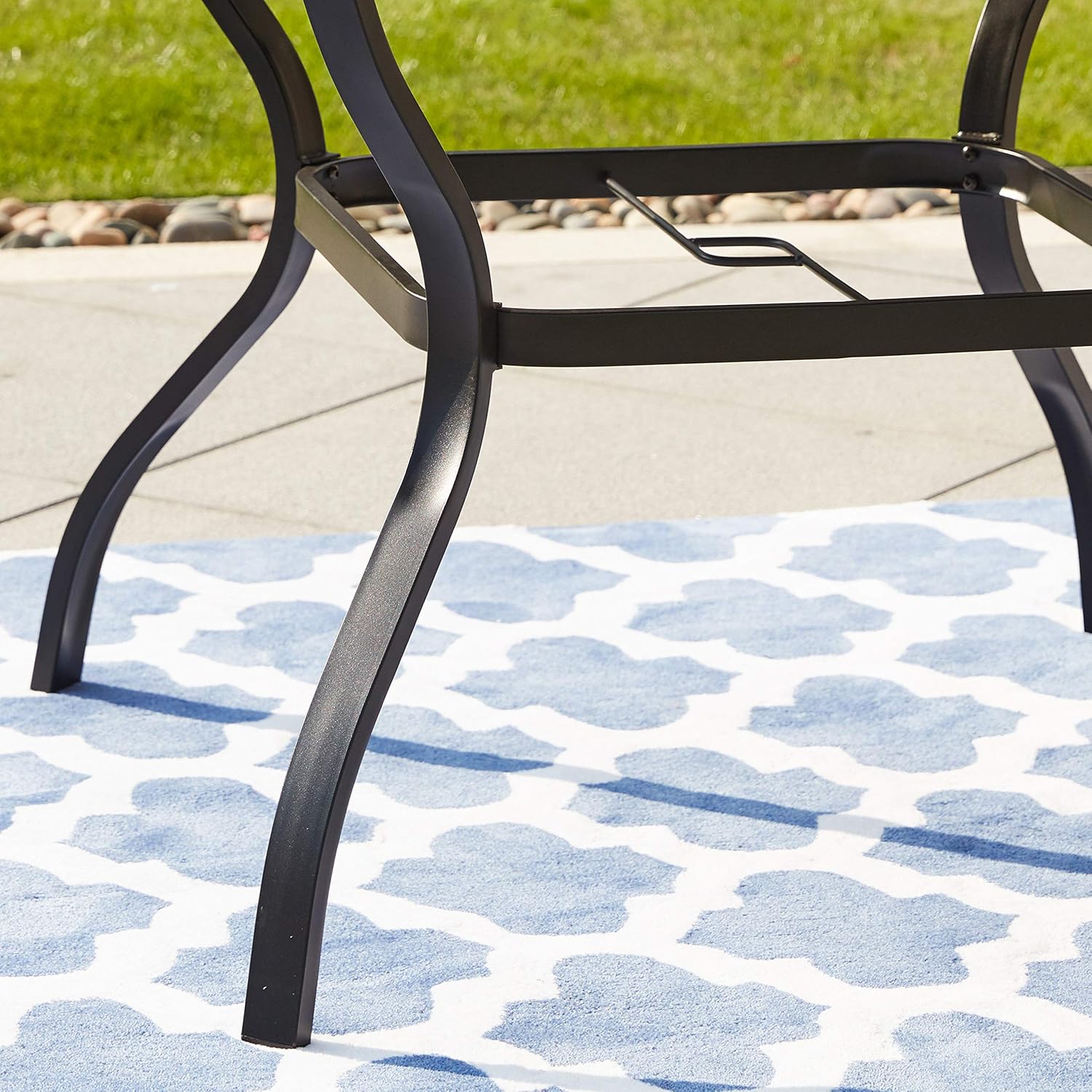 LOKATSE HOME Outdoor Patio Dining Table Square Heavy Duty Furniture with Umbrella Hole : Garden & Outdoor
