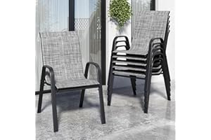 Vimstora Patio Chairs Set of 6, Stackable Outdoor Dining Chairs for All Weather Textilene Fabric & Metal Frame, Outdoor Chairs Set for Backyard Deck Garden