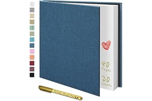 Yopih Photo Album Self Adhesive for 4x6 5x7 8x10 Pictures Scrapbook Album Linen Hardcover DIY with A Metallie Pen Length 11x10.6 Inch 40 Pages Blue