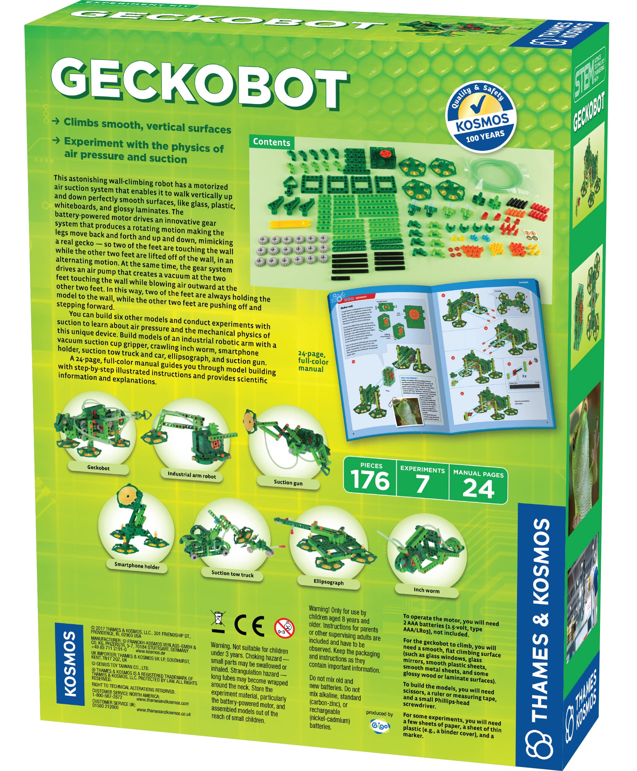 Thames & Kosmos Geckobot STEM Experiment Kit | Build a Wall-Climbing Robot & 6 Other Mechanical Creations | Explore The Physics of Air Pressure & Suction | Difficulty Level: Advanced
