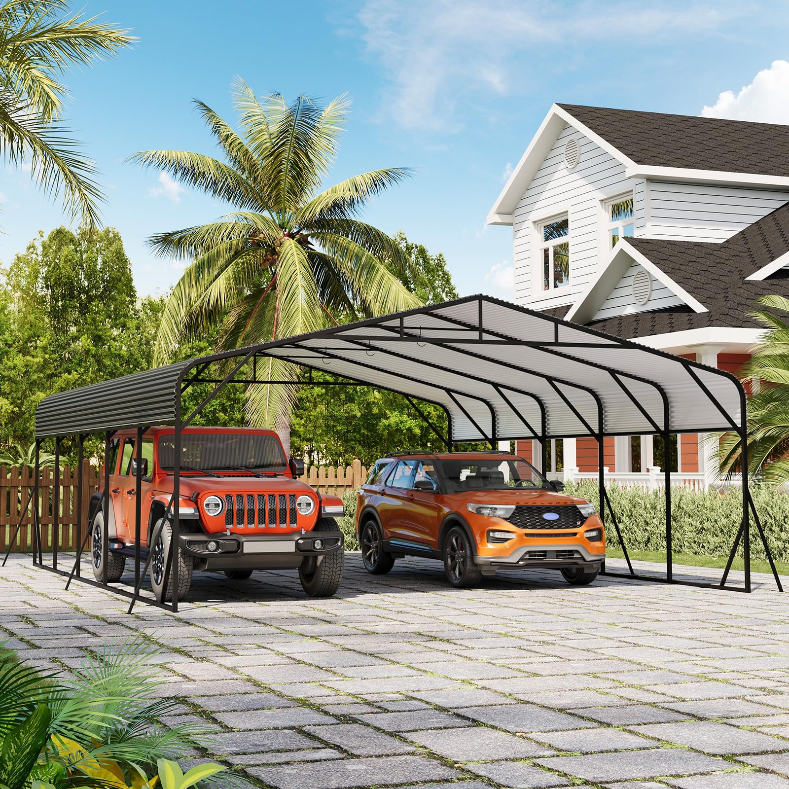 Photo 1 of *PARTIAL SET*
GarveeTech Metal Carport, 20x25 FT Outdoor Carport Canopy with Reinforced Base and Galvanized Steel Roof, Heavy Duty Garage Car Shelter Shade for SUV, Truck, Boats