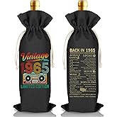 Funny 60th Birthday Gift Ideas for Women Men Happy 50th Birthday Decor Vintage 1965 Wine Bottle Bag Party Decorations Supplies for 60 Year Old Woman Man, Gifts for Mom Dad 60 Years Anniversary (B50)