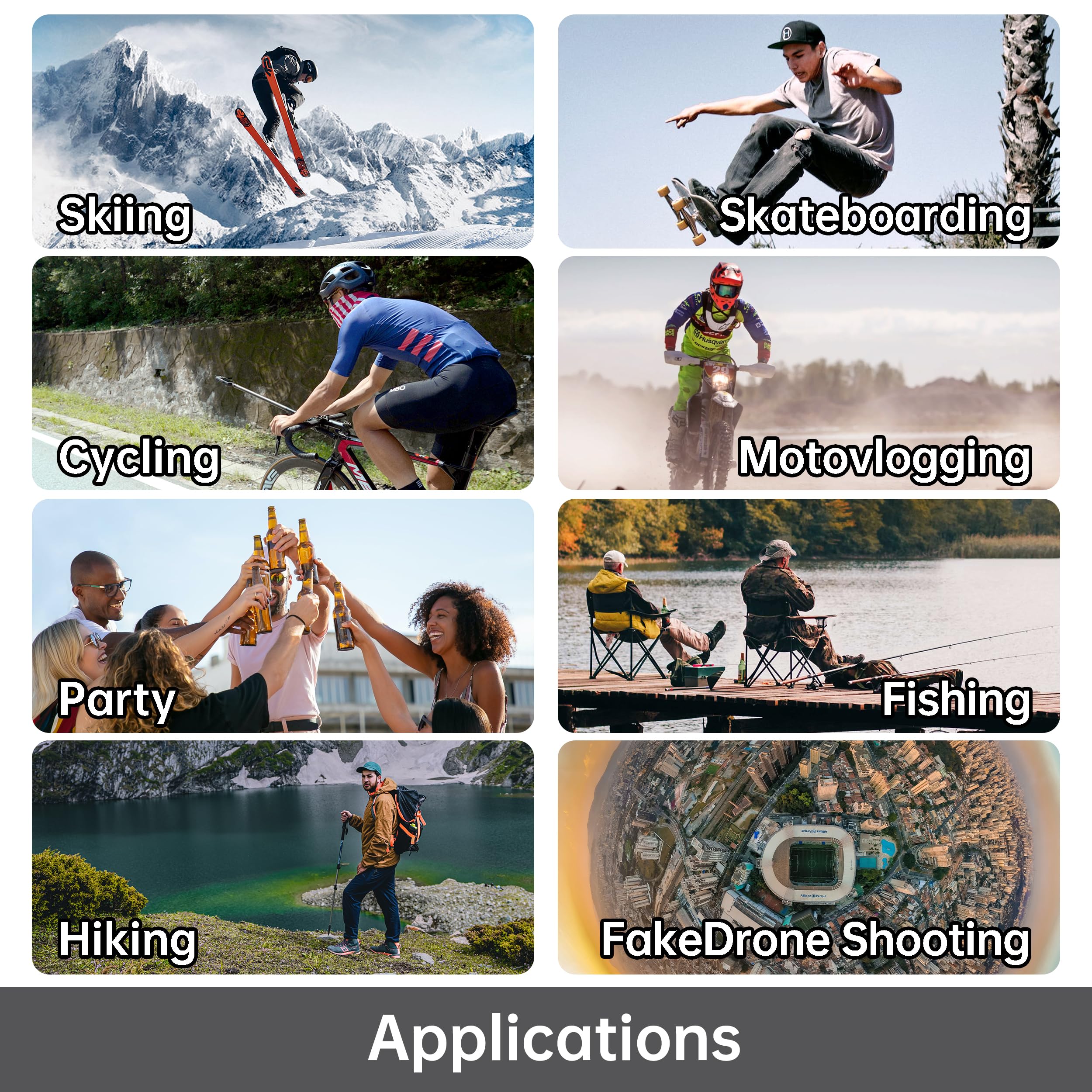 PANOX V2 360 Camera for Motorcycle - 72MP Photo, 5.7K Video, 4K Live 360° Camera, GPS Panorama, Android 10 OS, AI Editing, Stabilization, and Multi-Platform Live Streaming