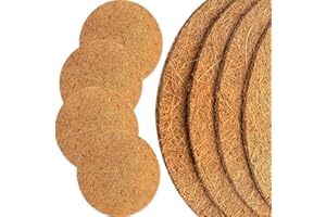 Akuoly Coconut Fiber Mulch Discs for Plant Frost Cold Protection in Winter, 15.7inches/ 40cm Large Diameter Plant Protection Cover Coco Coir Mulch Ring, 4pcs Set