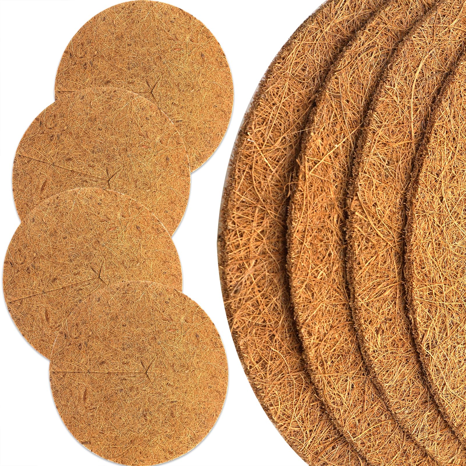 Akuoly Coconut Fiber Discs for Plant Frost Cold Protection in Winter, 40cm Large Diameter Plant Protection Cover Coconut Fiber Mats, 4pcs Set