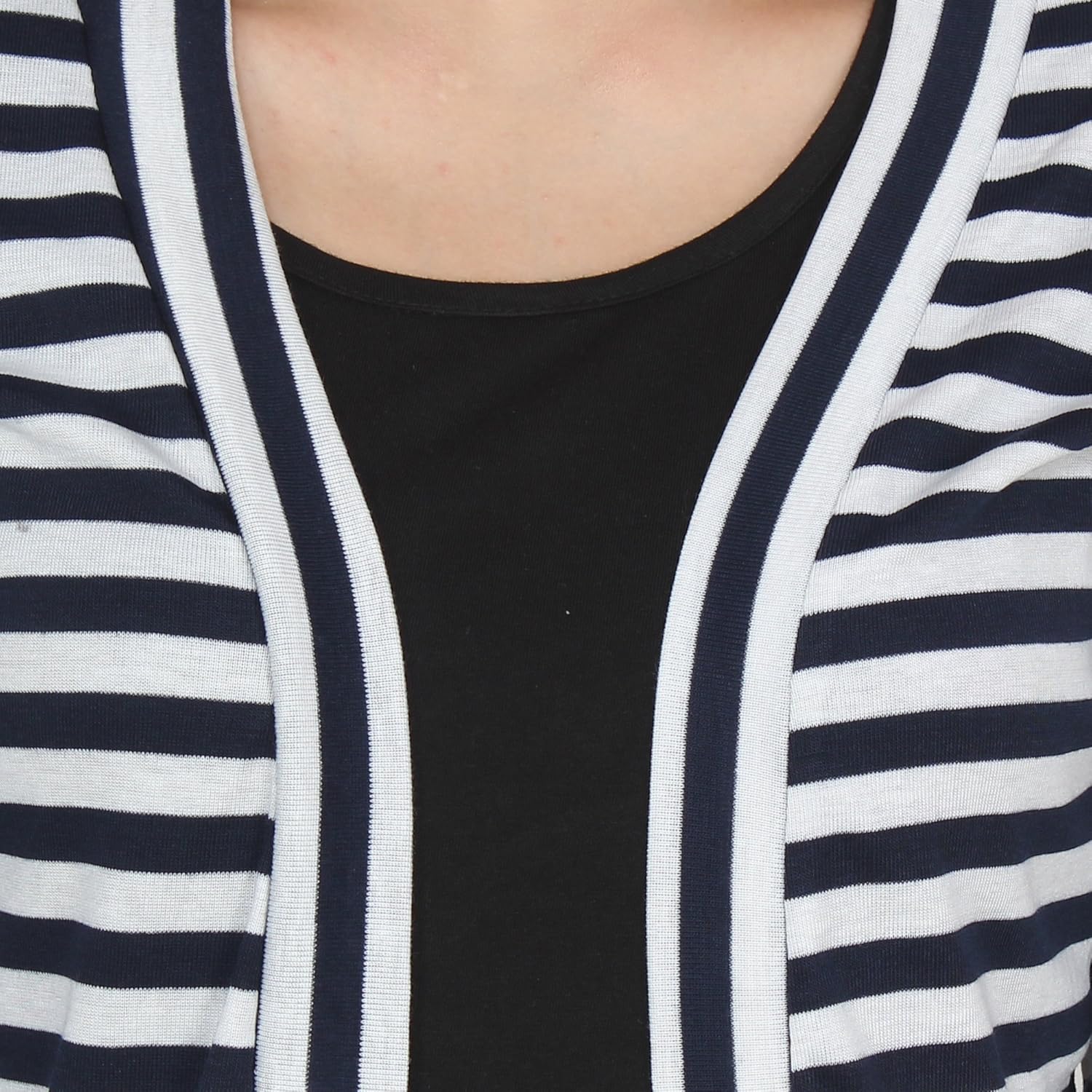 my swag women striped pattern long sleeve shrug