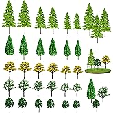 Piacolnic 30 Pcs Mini Model Trees, 5 Styles Mini Plastic Tree, Miniature Tree Architecture Trees Scale Tree Small Plant Ornam
