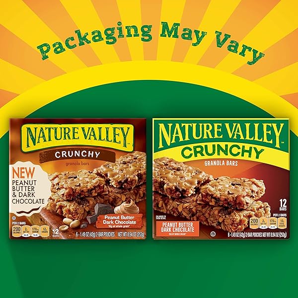 NATURE VALLEY CRUNCHY GRANOLA BARS, PEANUT BUTTER DARK CHOCOLATE, 12 BARS, 8.94 OZ