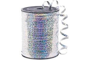 PartyWoo Silver Curling Ribbon, 500 Yard for Crafts, Iridescent Crimped, Shiny Metallic for Gift Wrapping, Balloons String, Hair, Florist Flower (1 Roll)