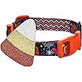 Blueberry Pet Halloween Candy Corn Adjustable Dog Collar with Detachable Glitter Accessory, Large, Neck 18"-26"