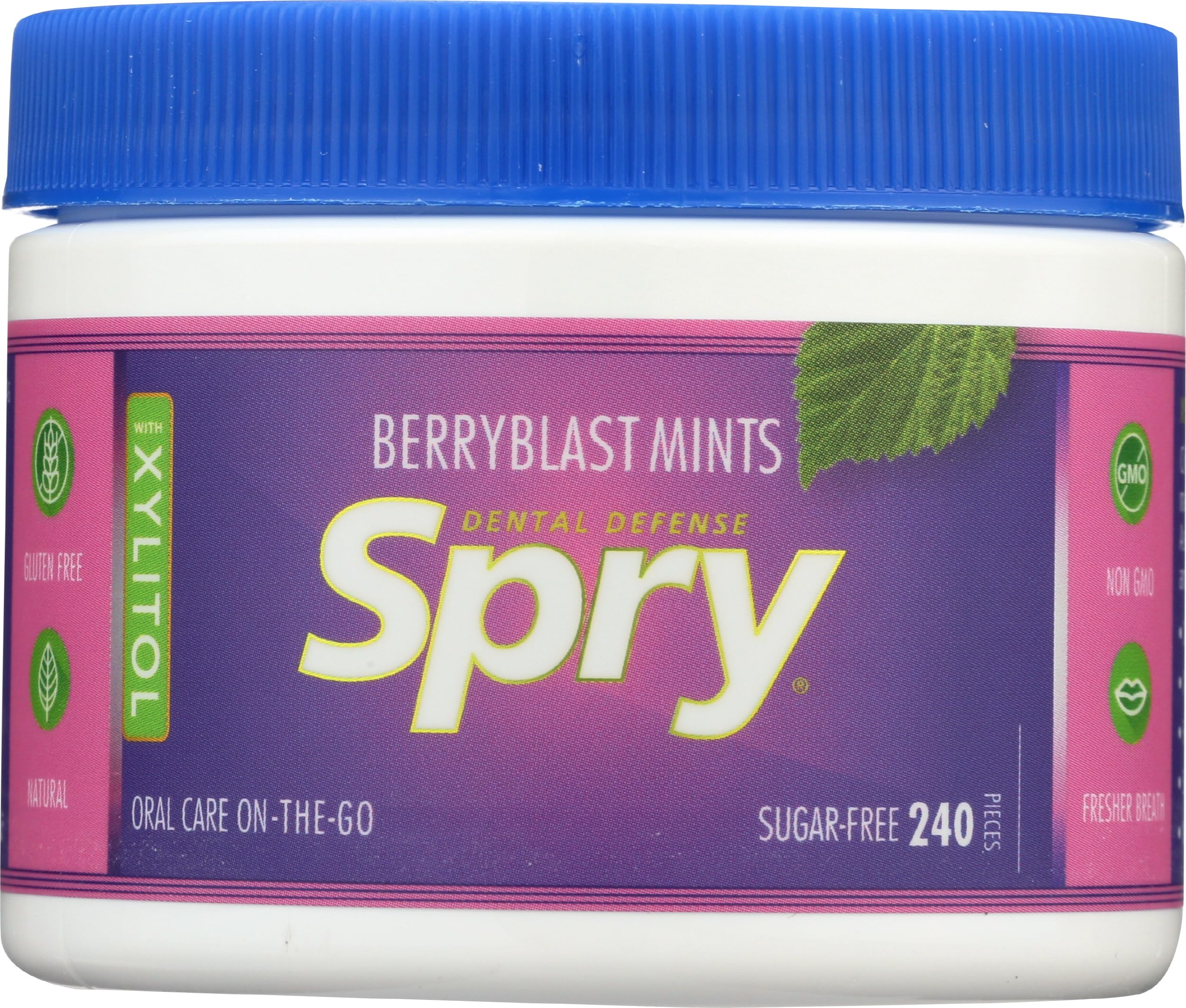 Spry Xylitol Berry Blast Mints Sugar Free Candy - Promote Oral Health, Increase Saliva Production, Stop Bad Breath, Non-GMO, Gluten-Free, 240 Count (Pack of 1)