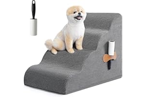 NAPZ Dog Stairs for Small Dogs, High Density Foam Dog Steps for High Bed Couch 4 Tiers Pet Stairs with Non-Slip Bottoms for Old Cats, Injured Doggies and Puppies Dog Ramp with Waterproof Fabric Cover