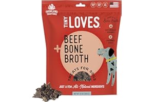 Farmland Traditions Tiny Loves Jerky Trainer Treats for Dogs w/Bone Broth (Beef, 12 oz.)