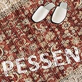 PESSEN Red 2x3 Washable Rug,Small 2x3 Rugs for Entryway Kitchen Bathroom Door Mat Indoor Entrance,Pet & Kids Friendly, Non Slip Rubber Backing, Stain & Fade Resistant