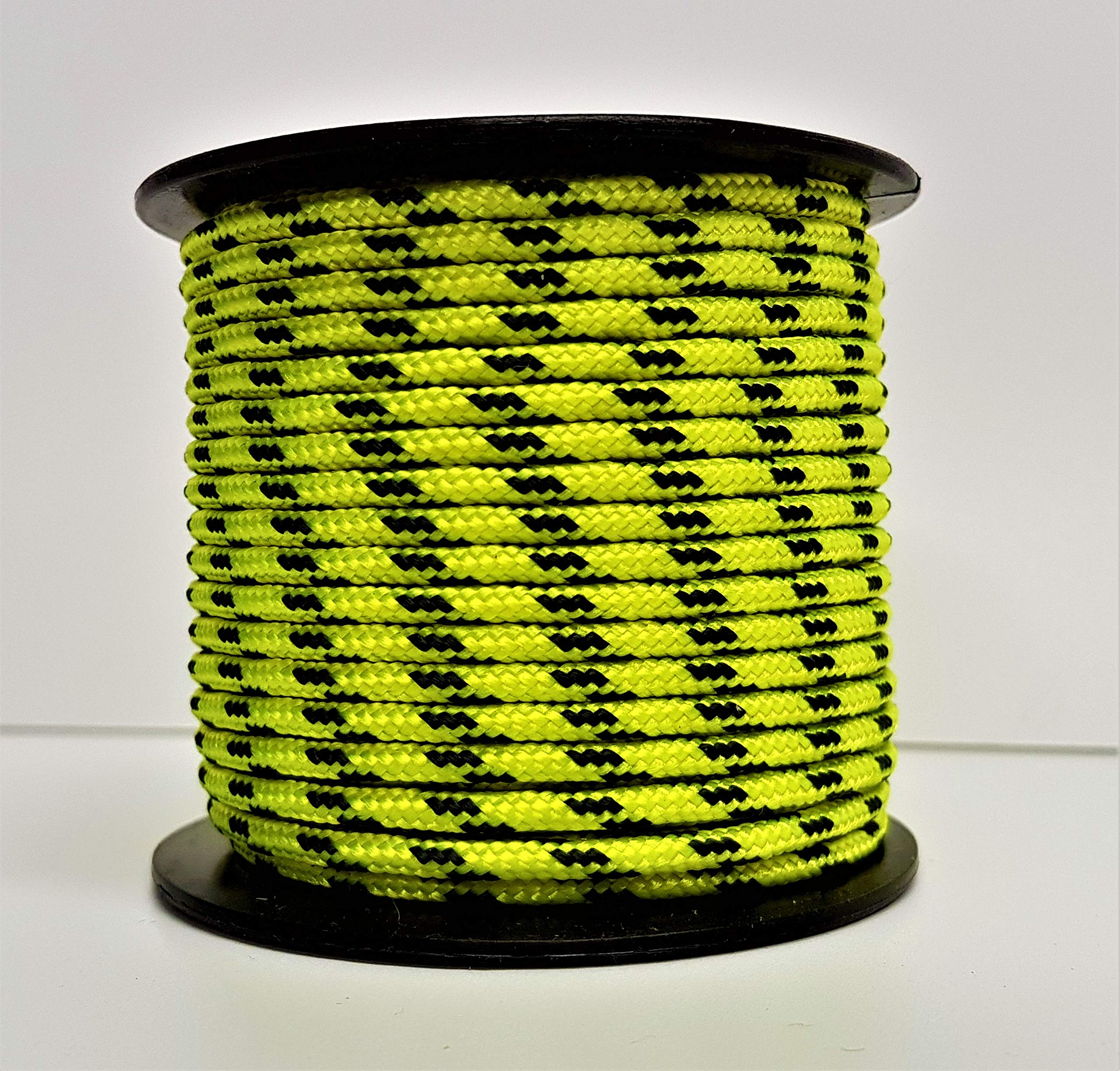 Rota Marine 3mm 19Mt Mini Reels Polyester Braided Rope Boat Tent Kayak Mini Spools - Color: Bright Green Black Fleck