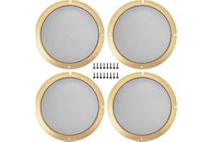 ACROPIX Universal 8" Car Speaker Grills Cover Mesh Round 8 Inch Audio Speaker Subwoofer Guard Protector Case with Screws Iron Gold Tone Black - Pack of 4