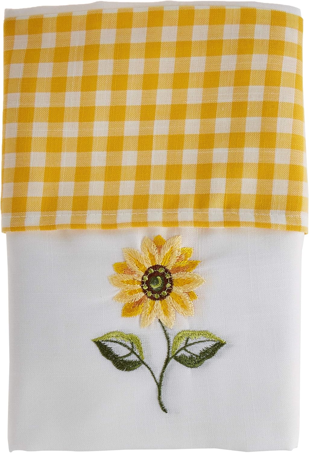 Sunflower Pencil Pleat Headed Kitchen Curtains and Tiebacks, Yellow/White, 46 x 48-Inch, W 46" x L 48" (1 Panels)