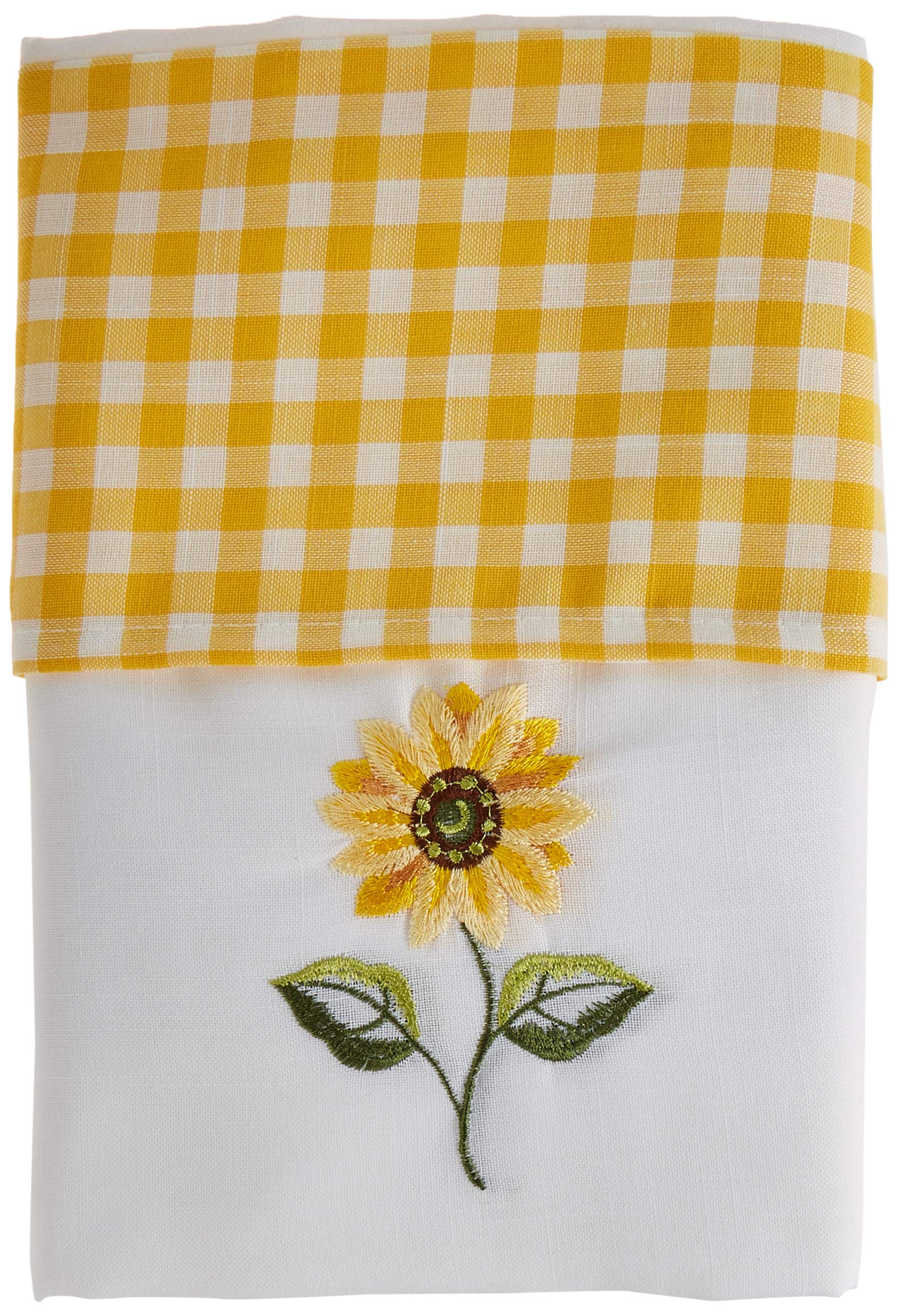 Sunflower Pencil Pleat Headed Kitchen Curtains and Tiebacks, Yellow/White, 46 x 48-Inch