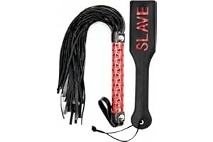 MILOPEDOX Adult Whip Paddle - Horse Whip Faux Leather - Black Faux Paddle Role Play Set