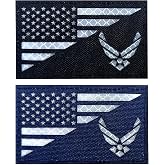 2 Pack Reflective US Air Force Wings Flag Patch Clothes Hat Patch Team Military Patch with Hook &amp; Loop Fastener Patch (Mix-1)