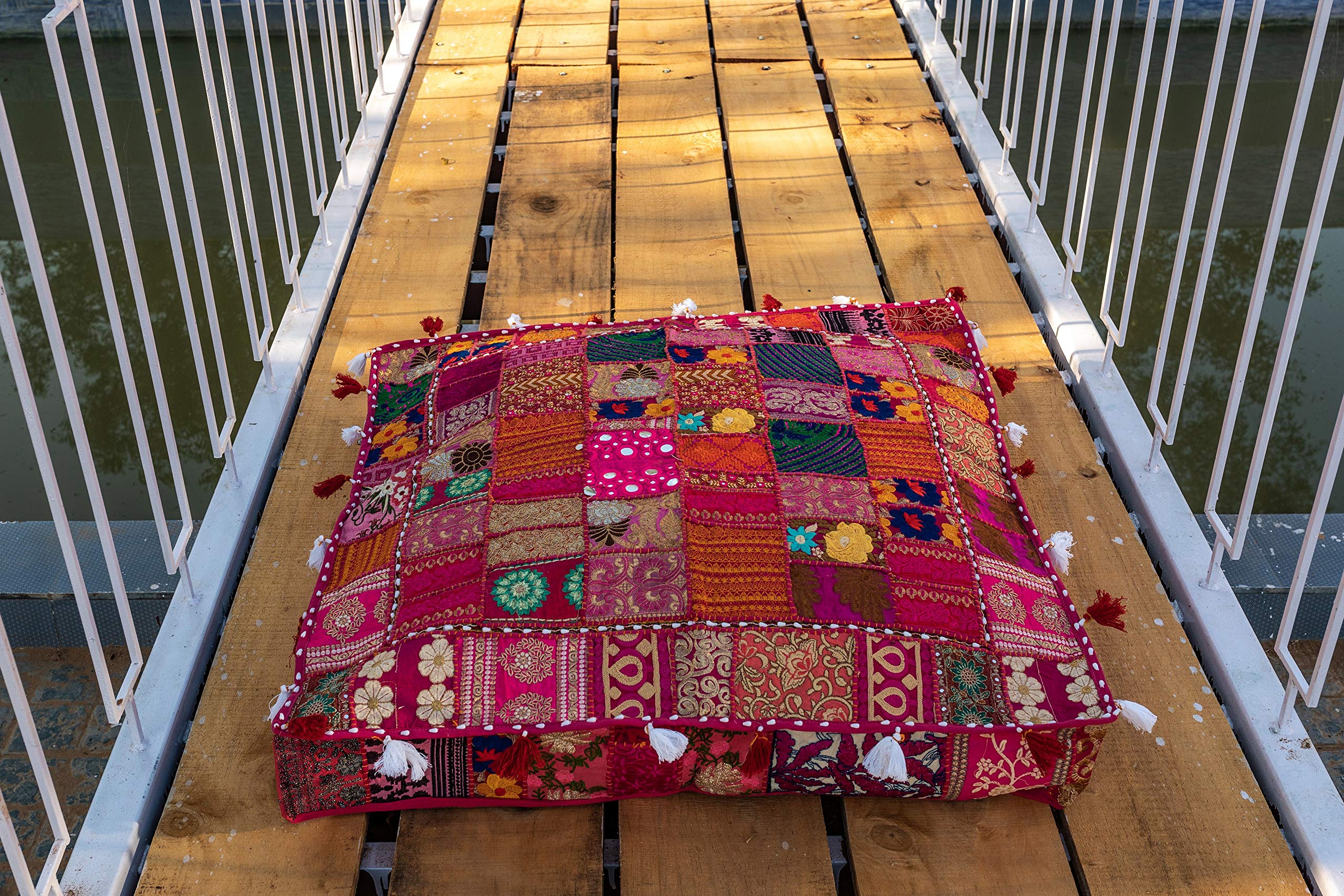 The Art Box Cotton Patchwork Vintage Boho Embroidered Floor - Main Image