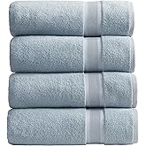 Springtree Home Luxury Bamboo Rayon Bath Towel Set of 4 | 35% Bamboo Rayon - 65% Cotton | Absorbent Quick-Dry Towels for Bathroom | Oeko-TEX Standard 100 Cotton | Blue Fog - 4 Pack