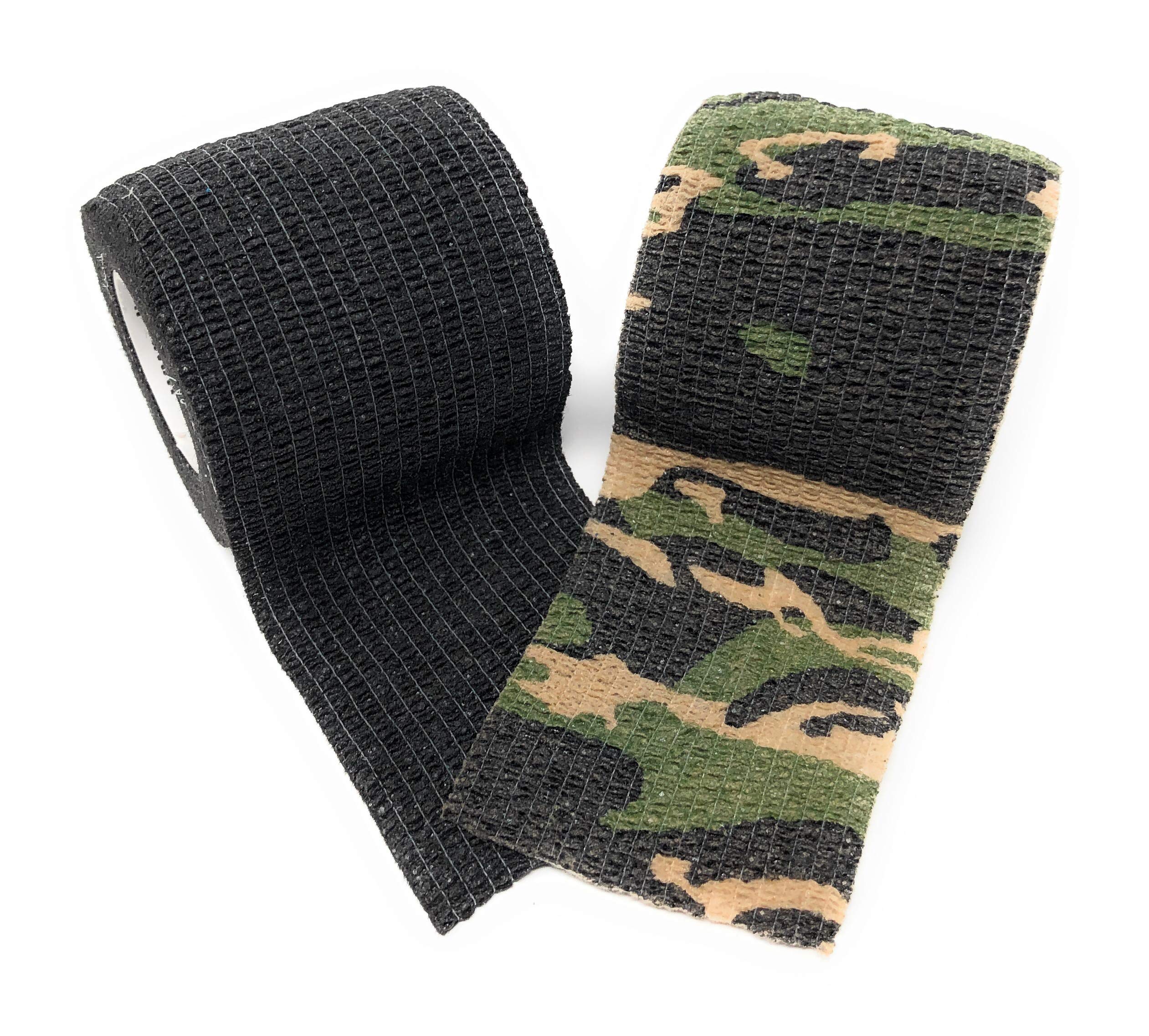 LisaCare fixation bandage 5cmx4,5m | Set of 2 Camouflage & Black 1x each | Cohesive Bandage | Wound dressing | Plaster bandage | elastic, elastic, self-adhesive, without glue
