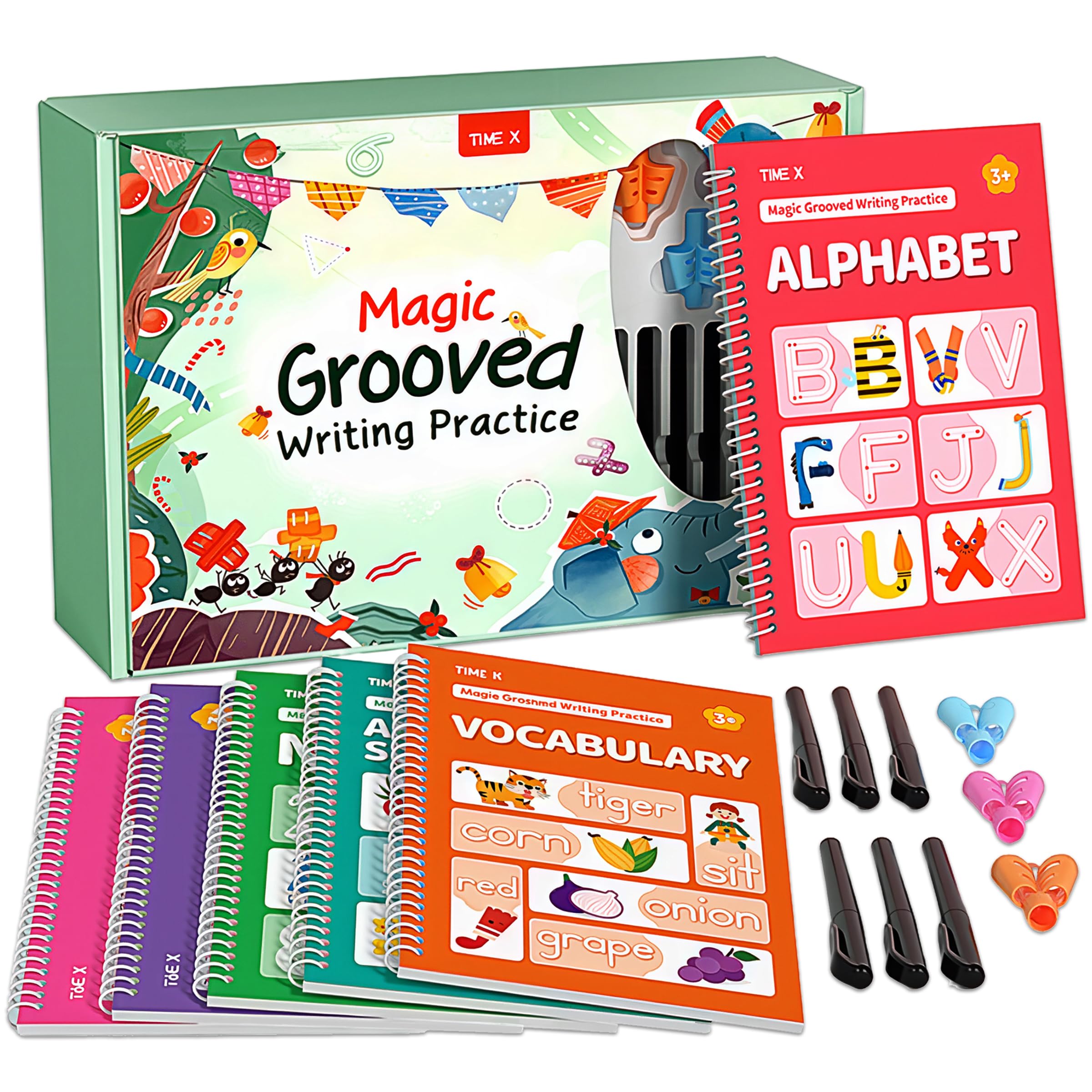 Photo 1 of TIME X Magic Grooved Writing Practice Books, Reusable Handwriting Practice Books, Groove Workbooks, Handwriting Practice for Kids 3 +, Large Writing Practice Books (Practice 6-Books)