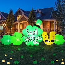 Shamrock Inflatable LED Lighted Shamrock Yard Decoration 8FT St. Patrick's Day Shamrock ...