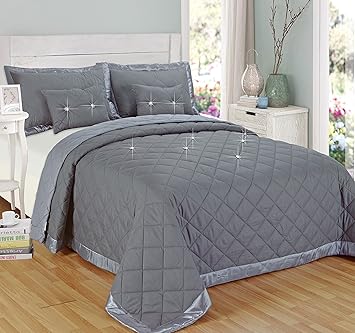 Tagesdecken Set Mit Kissen Diamant Design Wendbar Polyester Schwarz Doppelbett Amazon De Kuche Haushalt