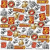 United States Marine Corps 50ct Vinyl Large Deluxe Stickers Variety Pack – Die-Cut Military Decals for Laptop, Water Bottle, Tablet & Indoor/Outdoor Use