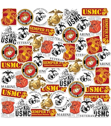 12-Pack US Marines Logo Stickers - Official Licensed 1 Inch Round Decals For Laptop, Water Bottle & Car (Matte Vinyl)