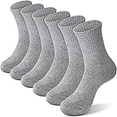 ANTSANG Kids School Athletic Sports Cotton Socks, Breathable Soft Crew Socks for Teen Girls Boys, 6 Pairs