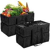 Finnhomy 2pk 53L Large Utility Tote Bag with Zippered Clear Lid, Collapsible Reusable Grocery Bag