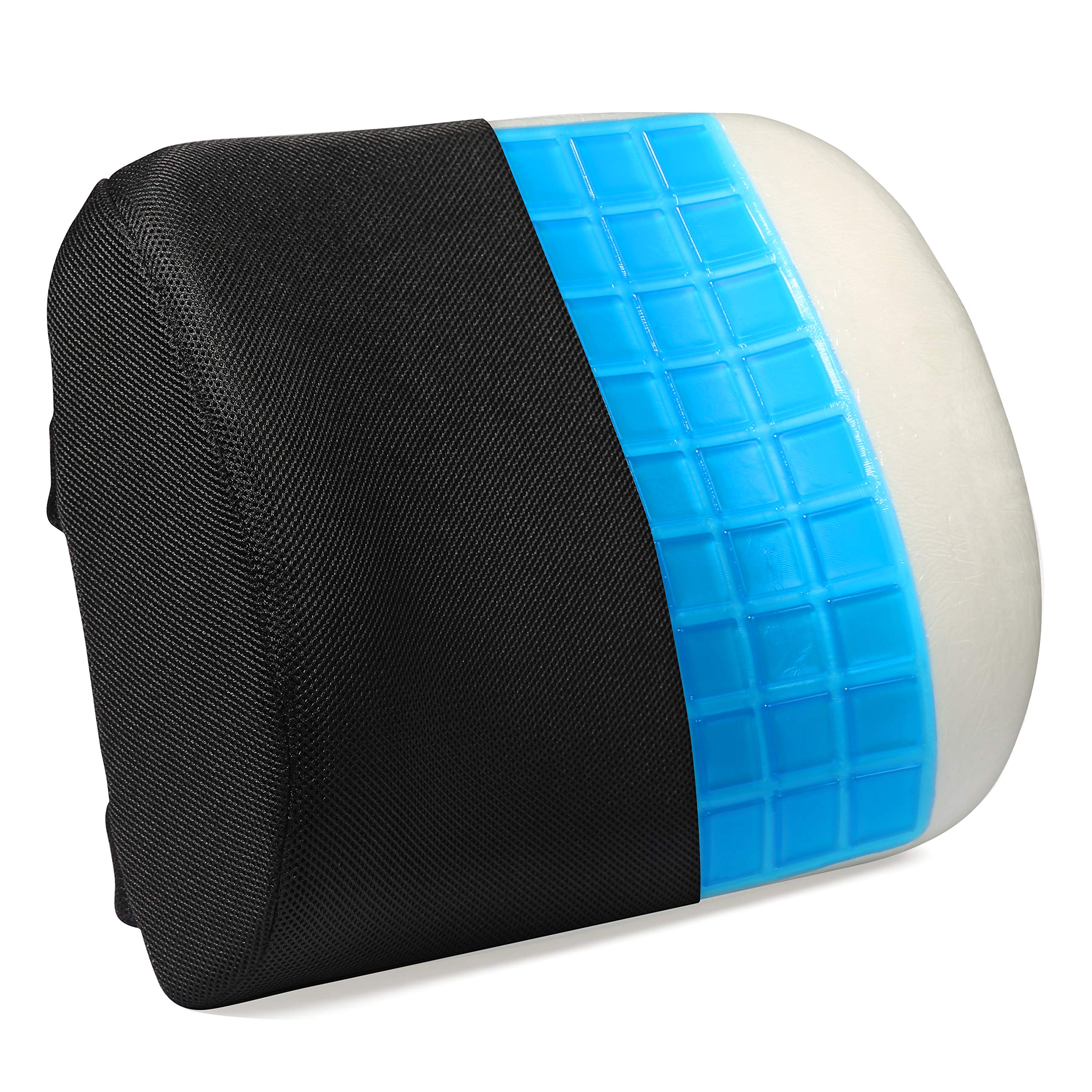 Tdbest Lumbar Support Pillow Premium Cooling Gel and Memory Foam Lumbar Cushion Lower Back Pain Cushion (Black)