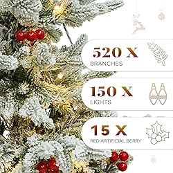 YITAHOME Potted Pre-Lit Flocked Arctic Fir Pencil