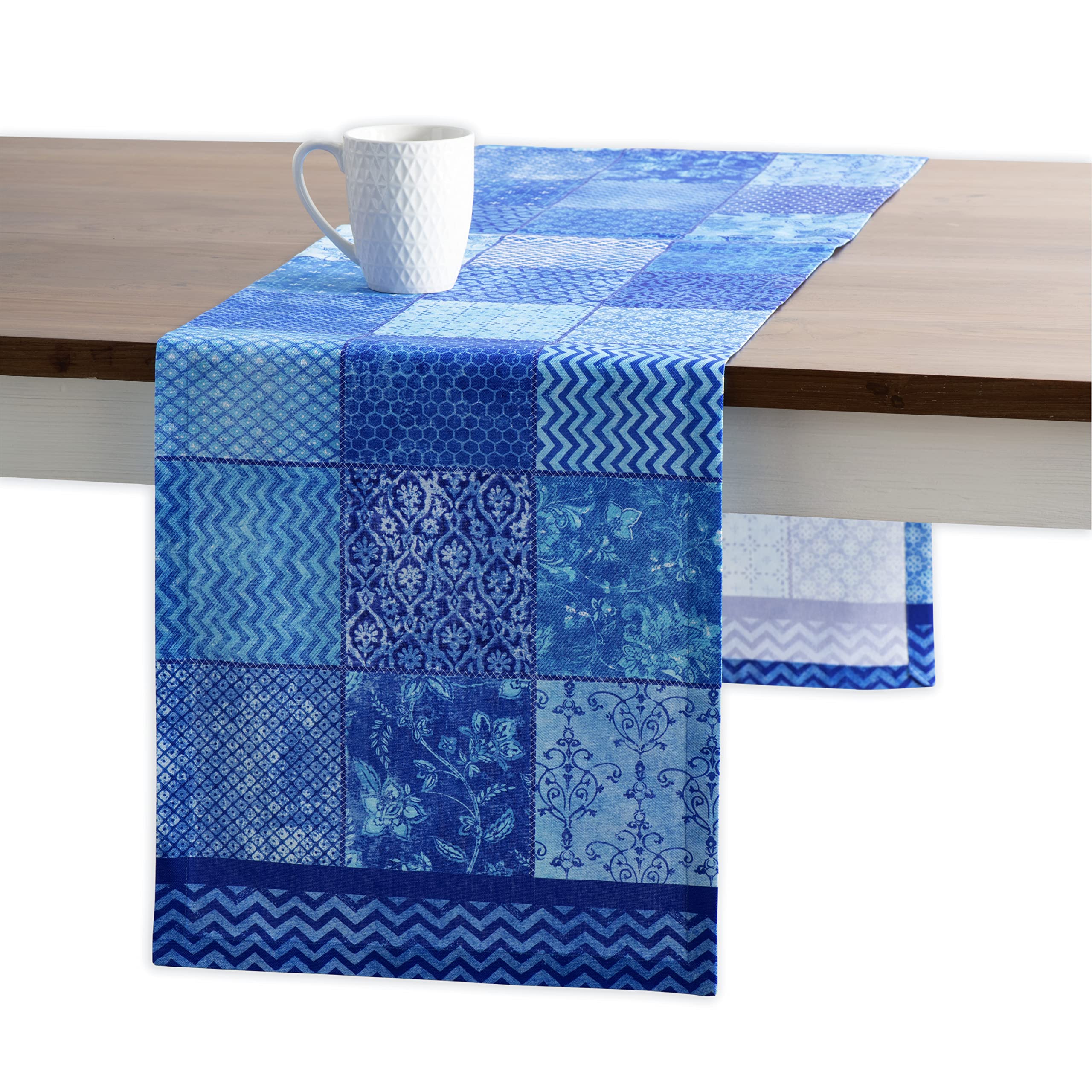 Maison d' Hermine Table runner 100% Cotton Single Layer Table Runners 180 CM long for Home Kitchen Dining Party Wedding Bridal Shower Gifts for Mothers Day (Indigo Love, 37 cm x 180 cm) — image 1