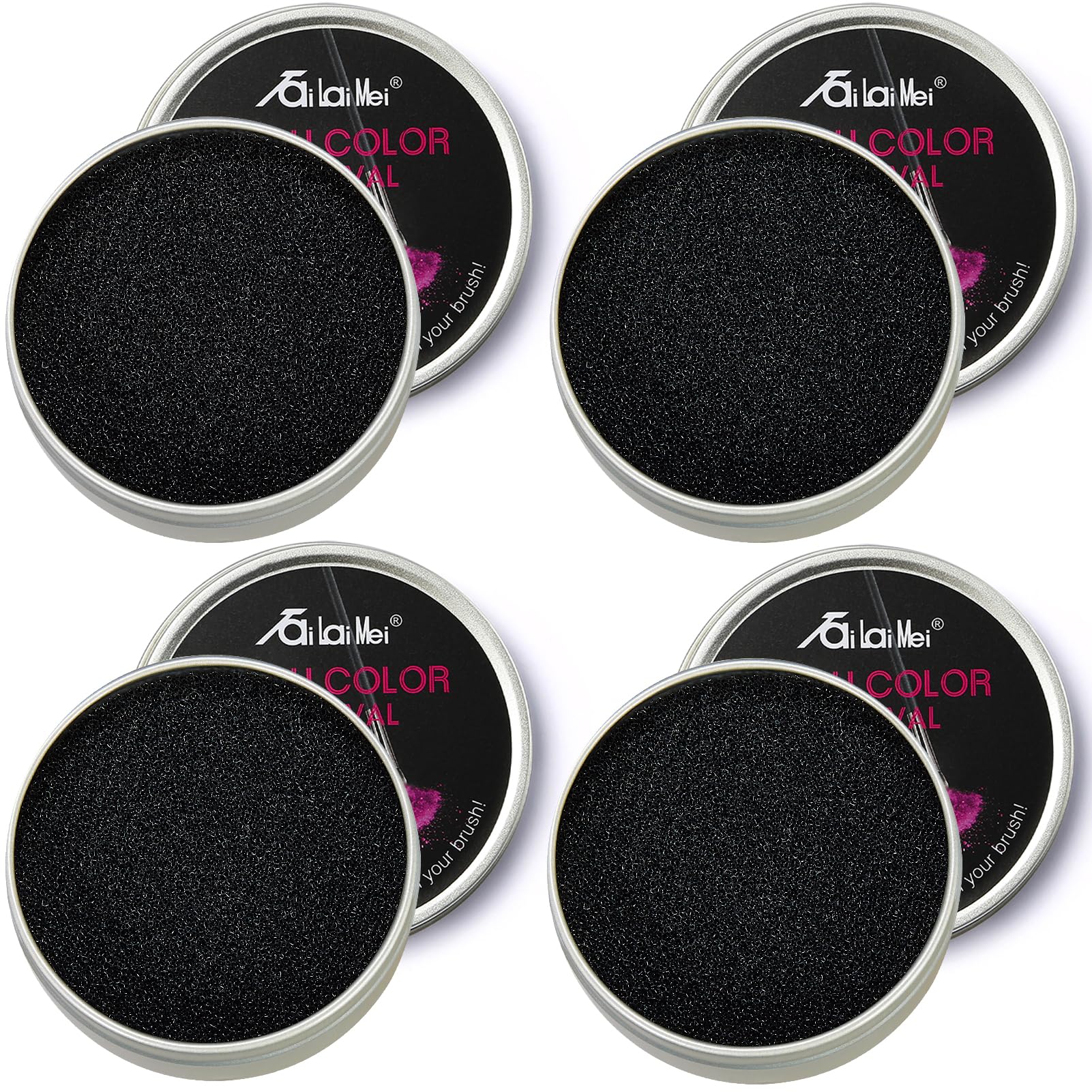 Photo 1 of TailaiMei 4 Pack Color Removal Cleaner Sponge, Quickly & Easily Clean Makeup Brushes Without Water or Chemical Solutions Eliminating Drying Time - Switch Eyeshadow Colored Immediately
