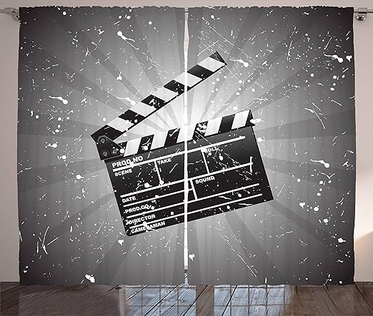 Amazon Com Ambesonne Movie Theater Curtains Clapper Board On