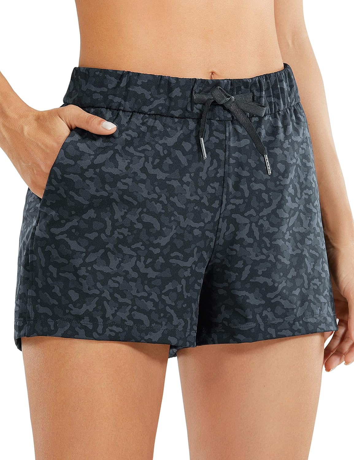 CRZ YOGA Women's Stretch Lounge Travel Shorts Elastic Waist Comfy Workout Shorts with Pockets -2.5 Inches at  Women’s Clothing store