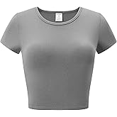 Sthisomo Women's Short Sleeve Crop Tops Basic Crew Neck Shirts